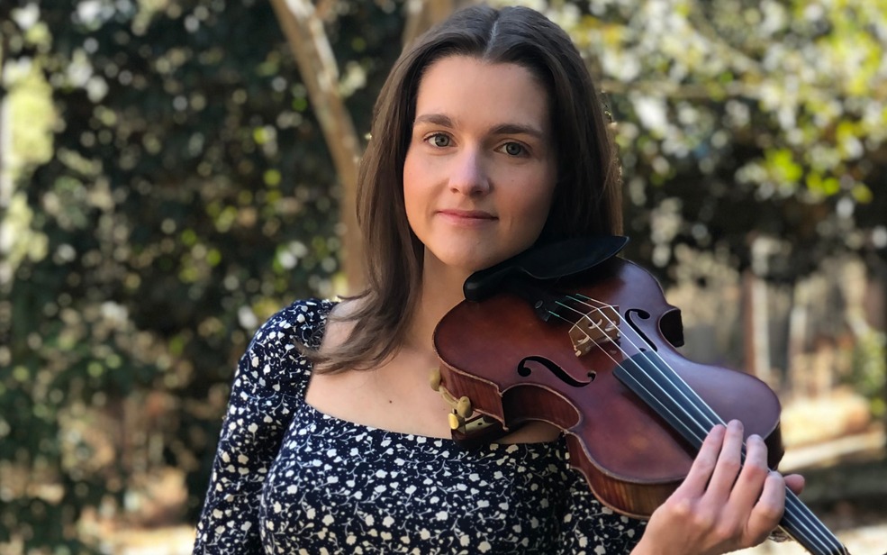 Mallory holding violin